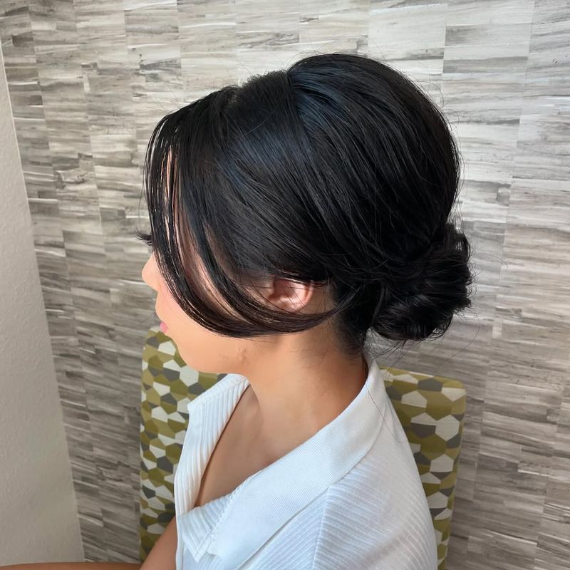 Romantic Updo with Curtain Bangs