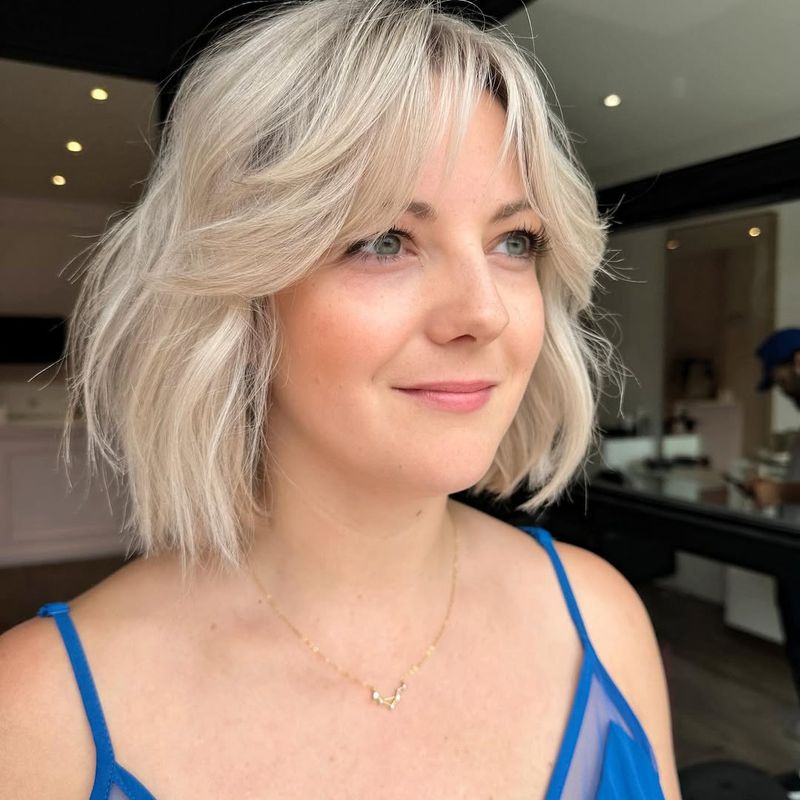 Tousled Lob with Curtain Bangs