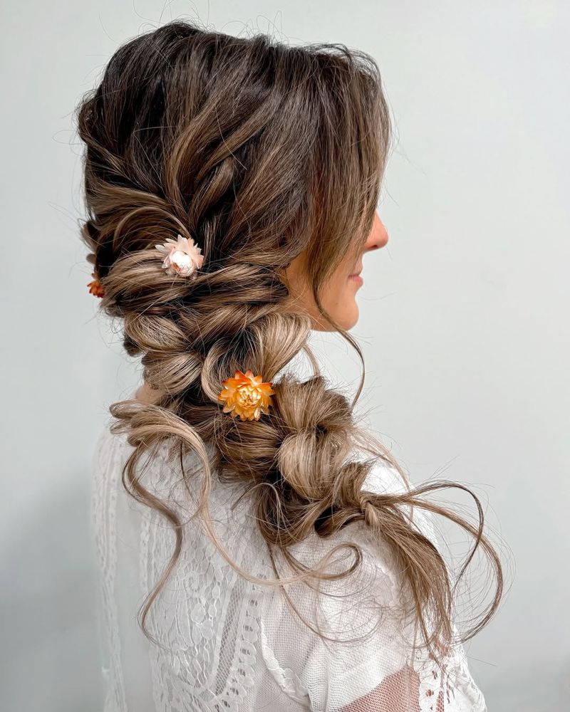 Side Braid with Flowers