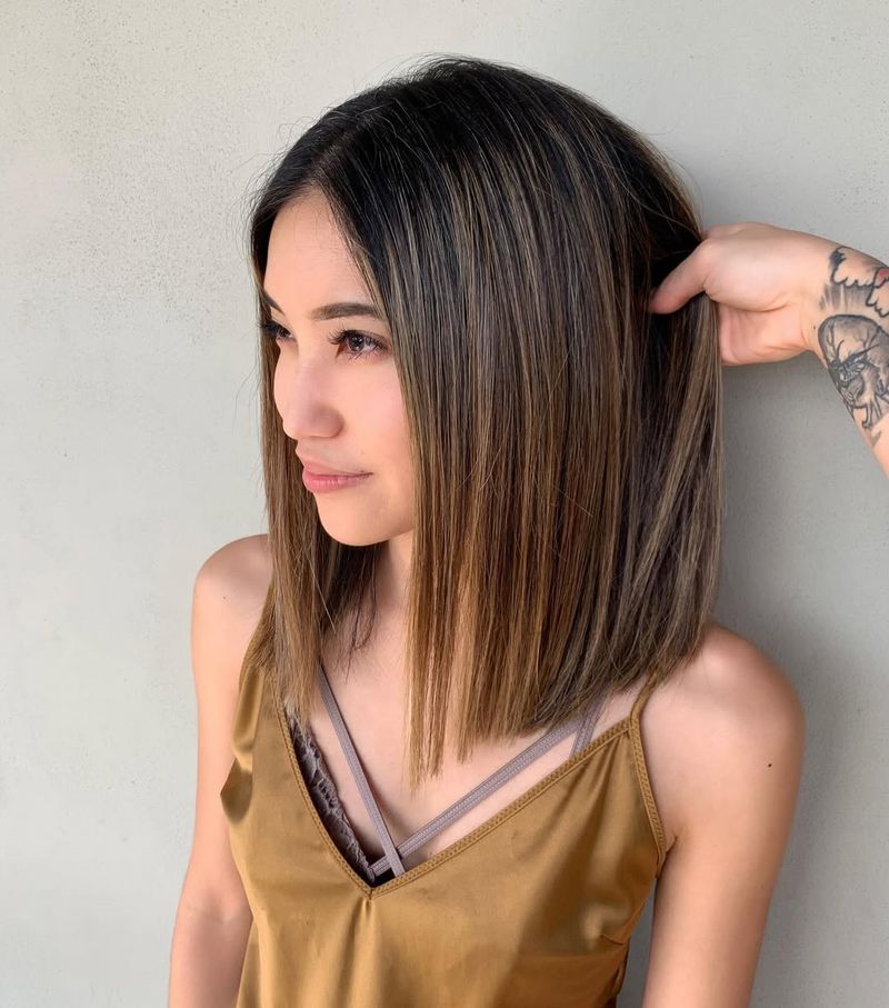 Blunt Cut Layered Lob