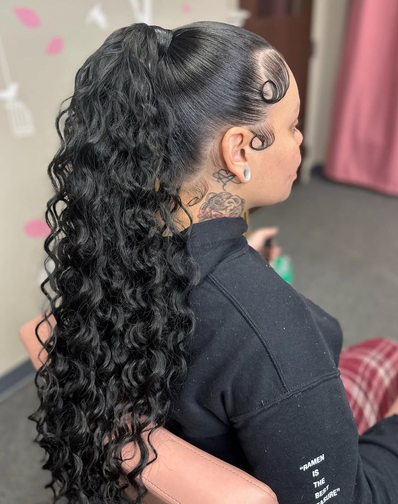 High Curly Ponytail