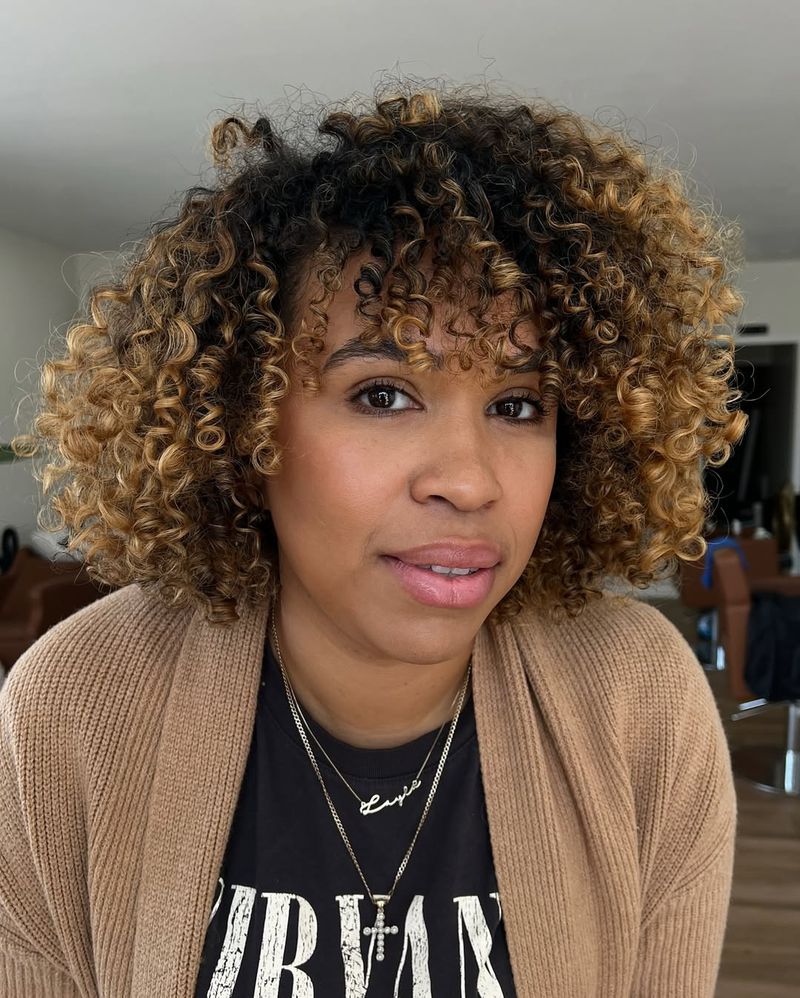 Curly Bob with Highlights