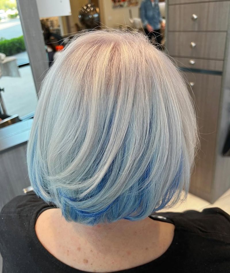 Silver with Blue Streaks