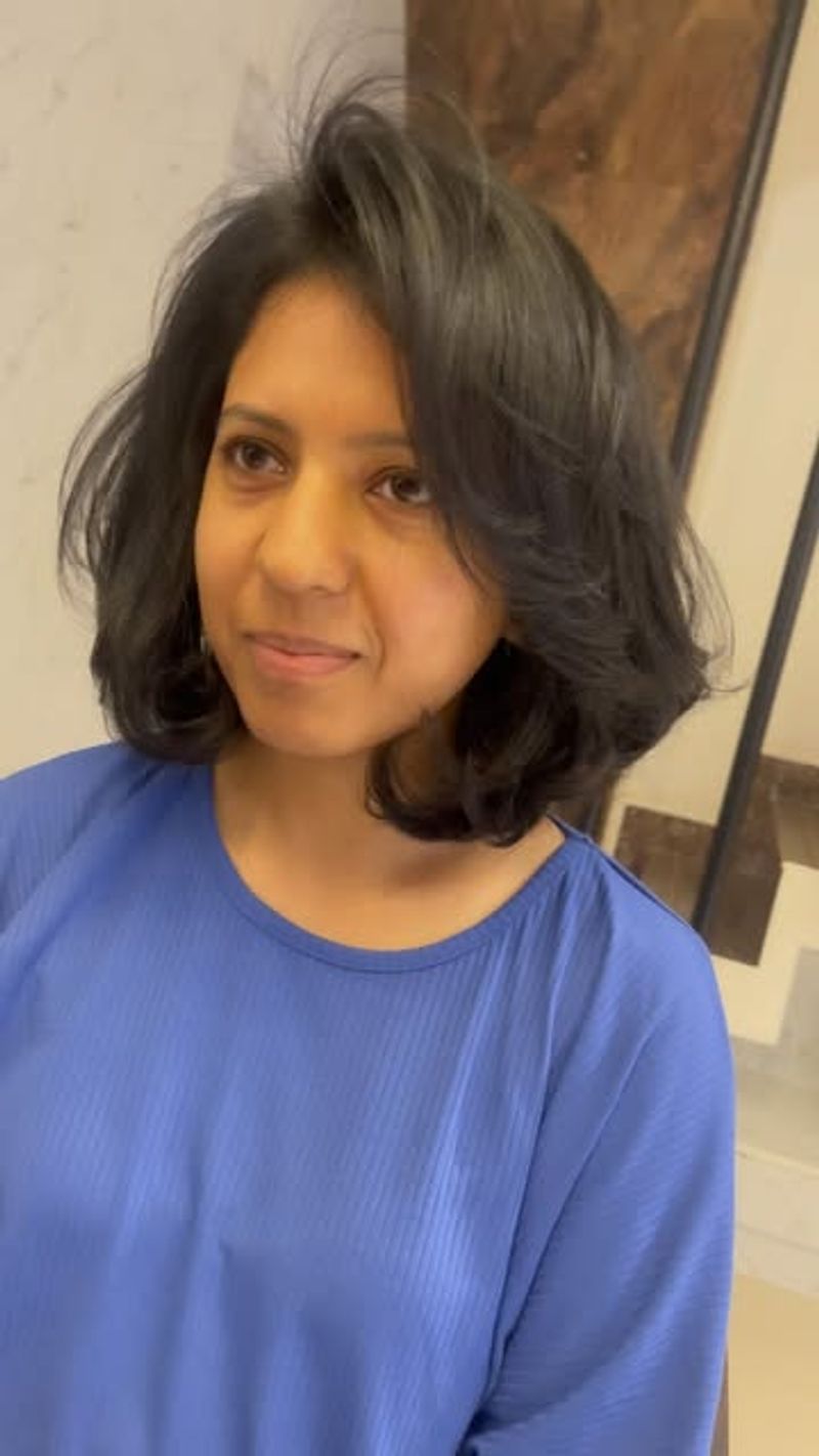 Layered Lob with Side Swept Bangs