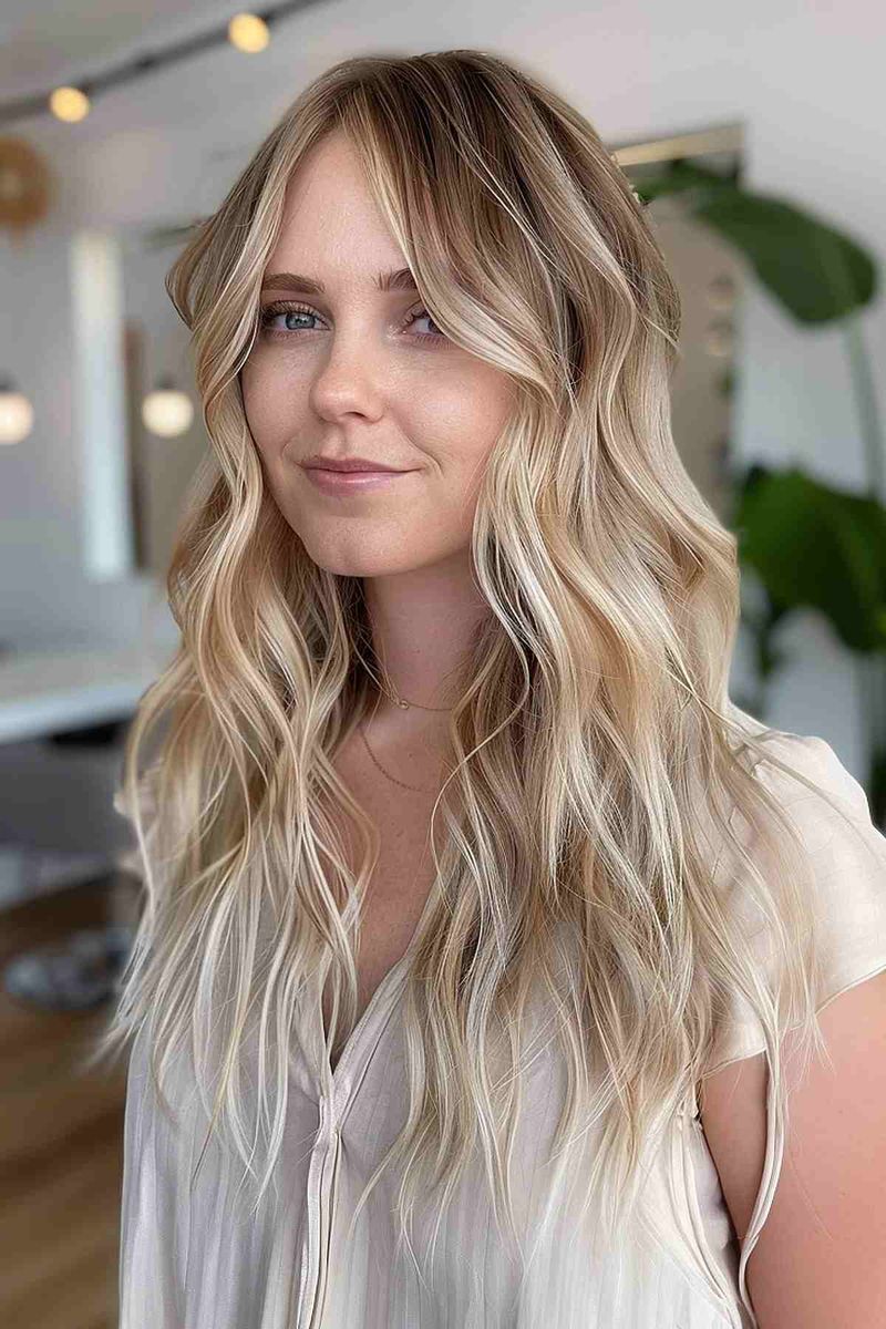 Beach Waves with Sun-Kissed Highlights