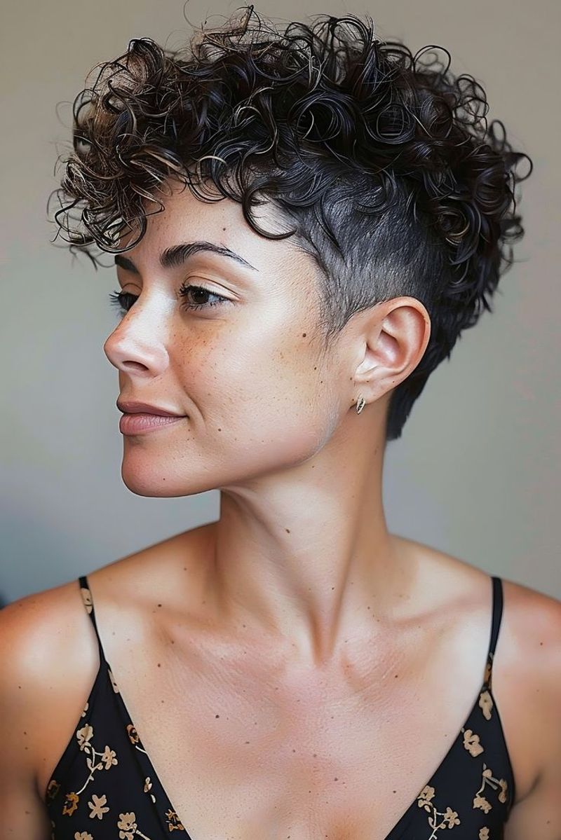 Curly Pixie with Tapered Nape