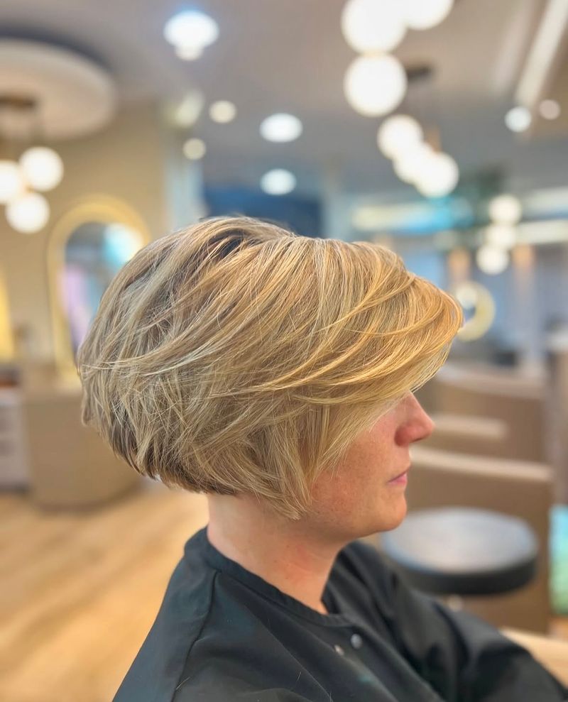 Feathered Crop with Side-Swept Bangs
