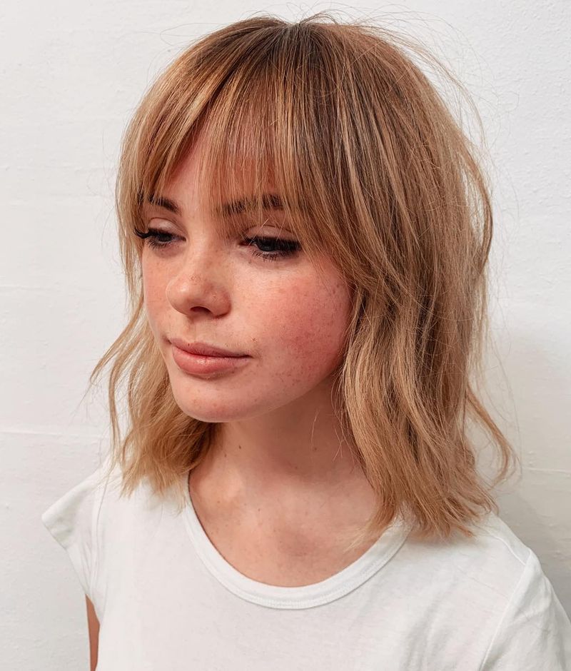 Blunt Lob with Curtain Bangs
