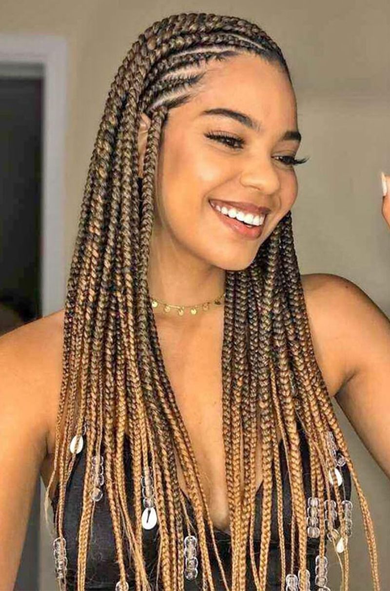 Platinum Blonde Braids with Dark Roots