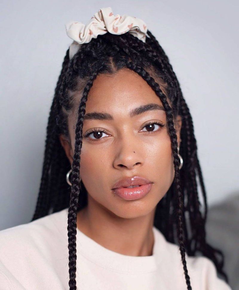 Braided Bangs with High Ponytail