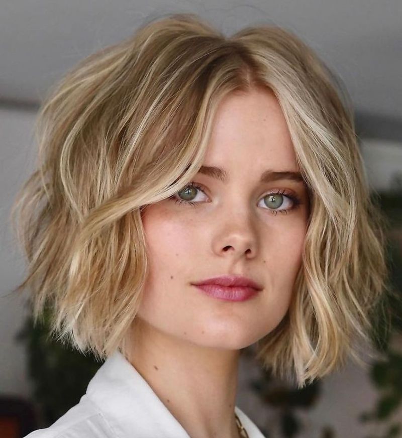Blunt Cut Waves with Curtain Bangs