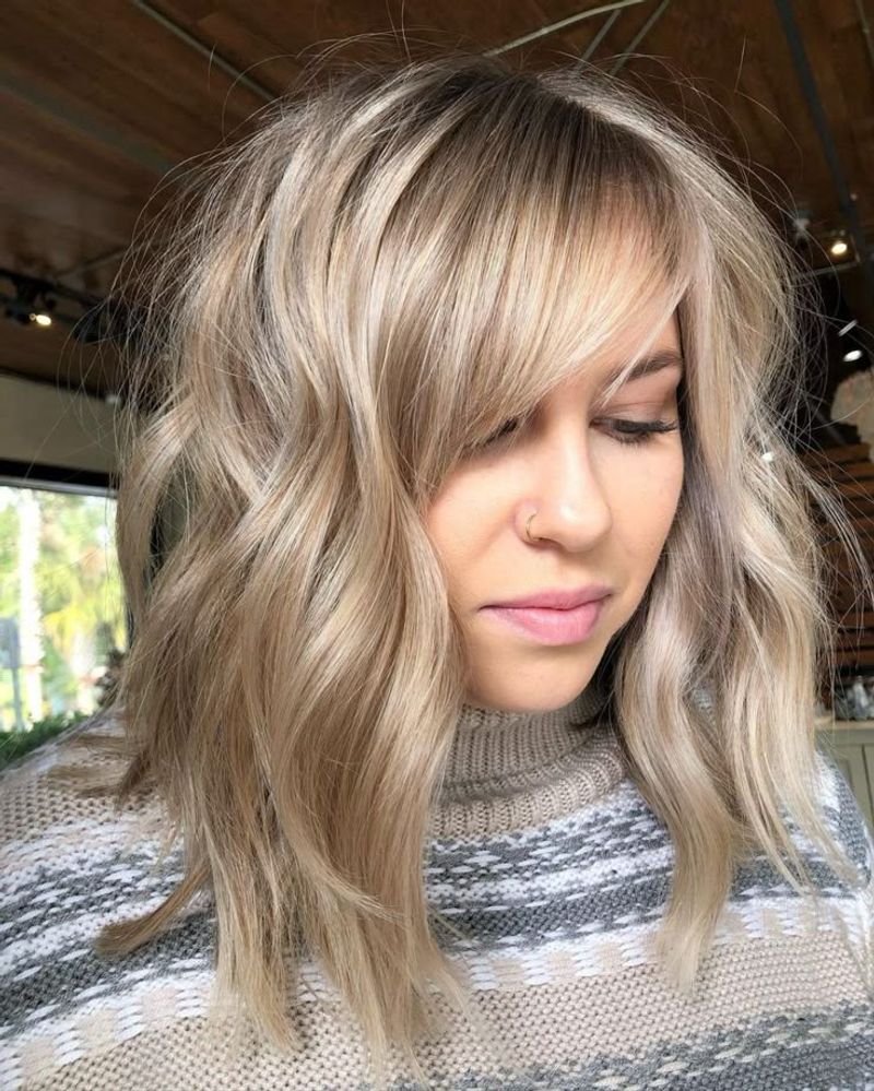 Harsh-Angled Side-Swept Bangs