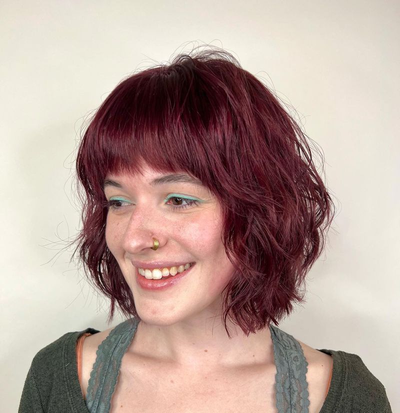 Mahogany Bob With Bangs