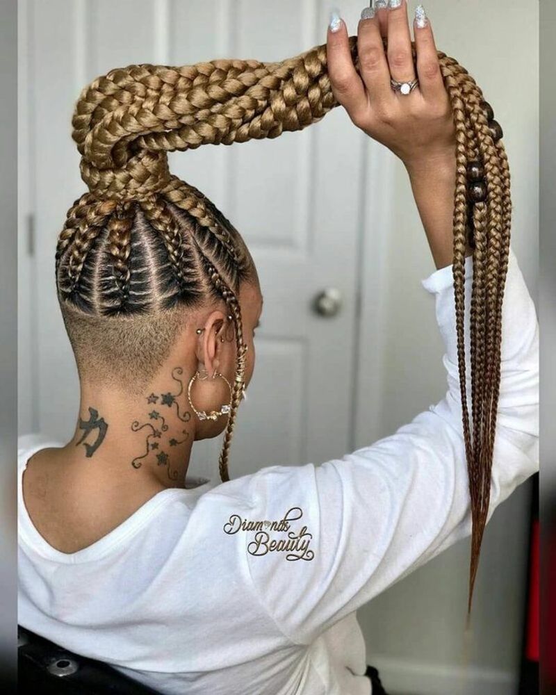 Jumbo Braids with Geometric Undercut