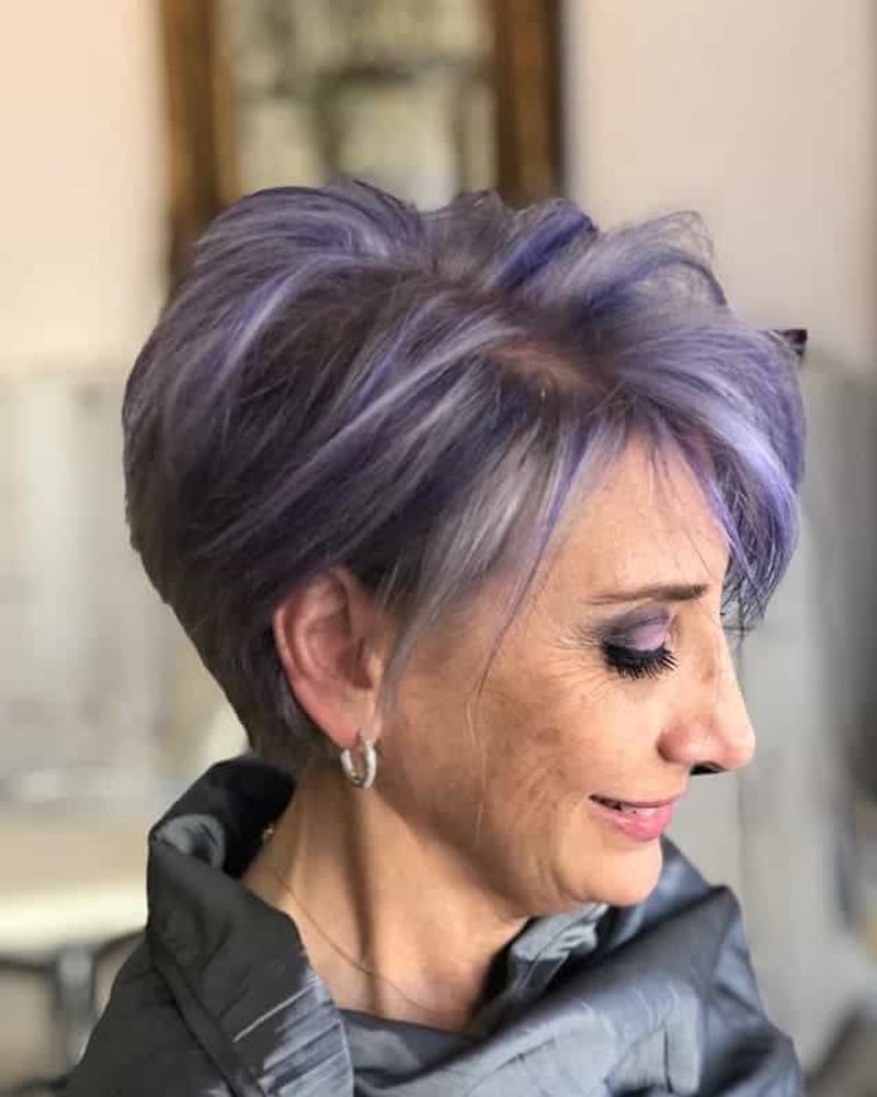 Vibrant Silver With Purple Streaks