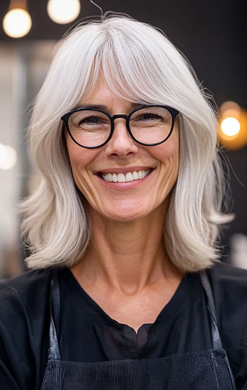 Blunt Lob with Curtain Bangs