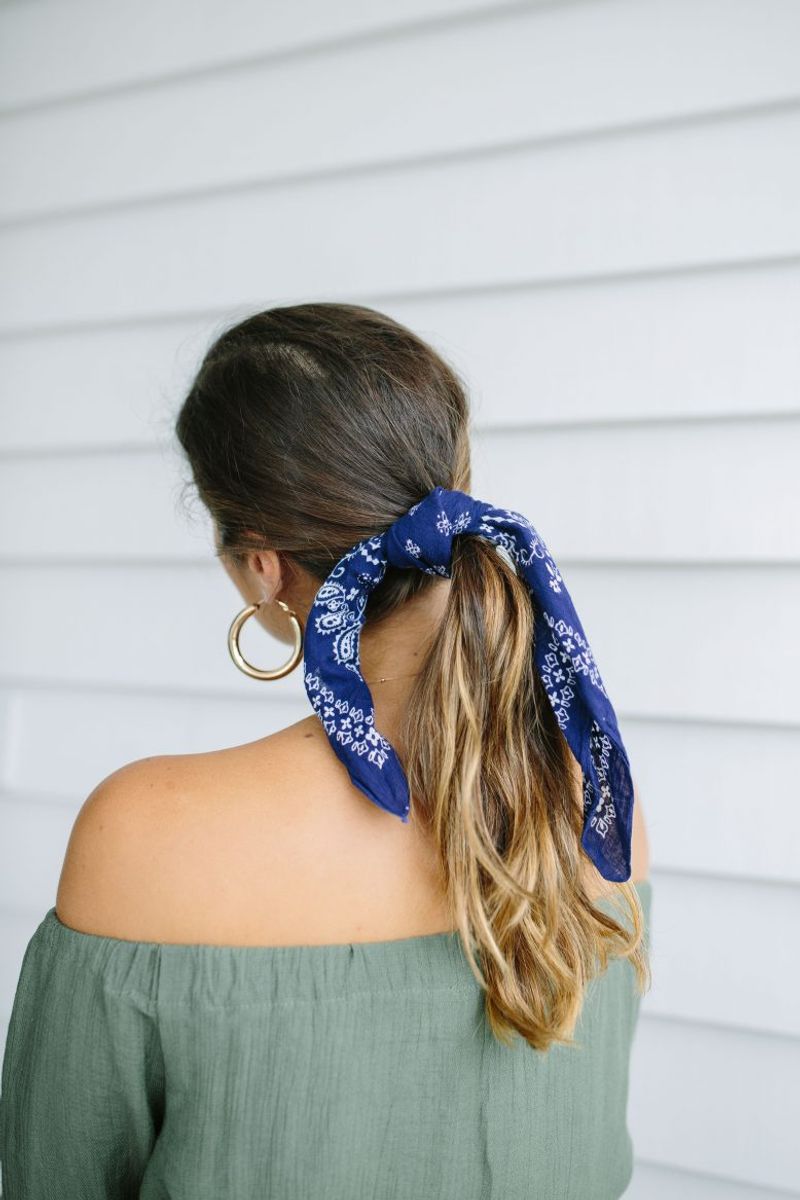 Scarf-Wrapped Ponytail