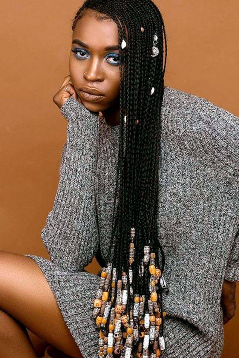 Waterfall Braids with Wooden Beads