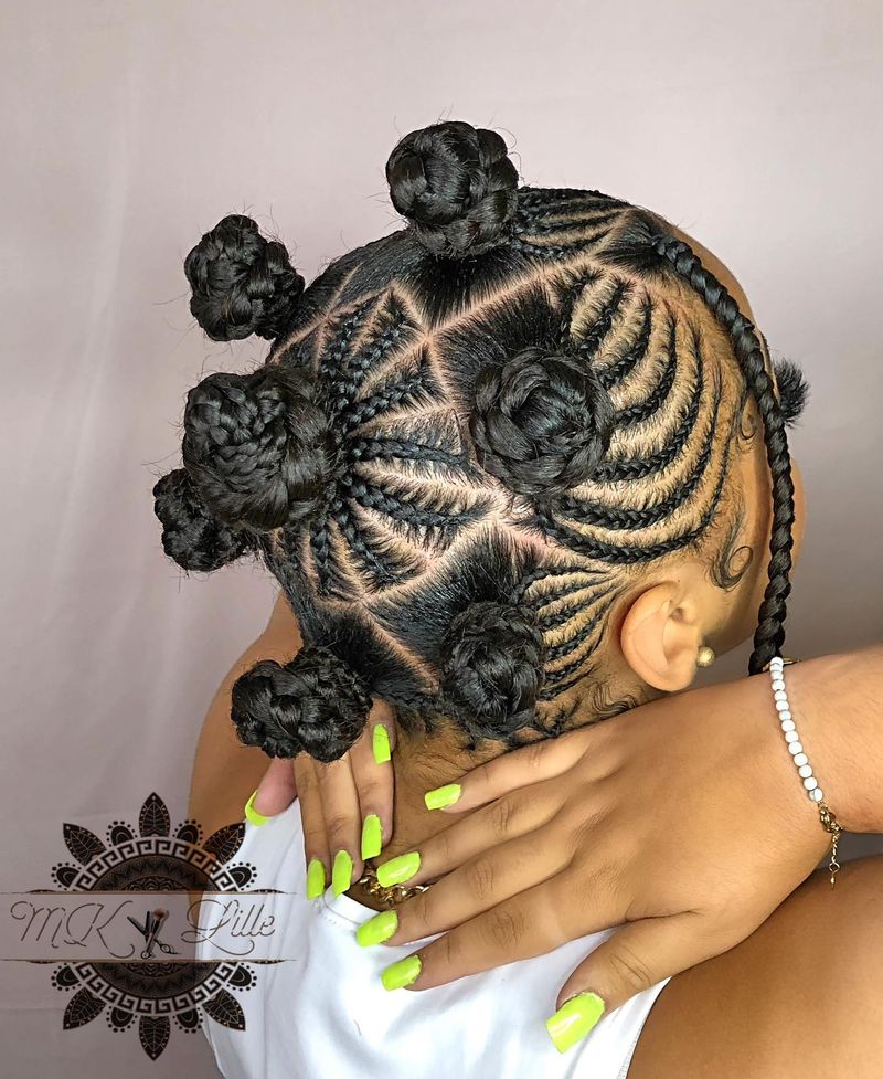 Bantu Knots with Braided Base