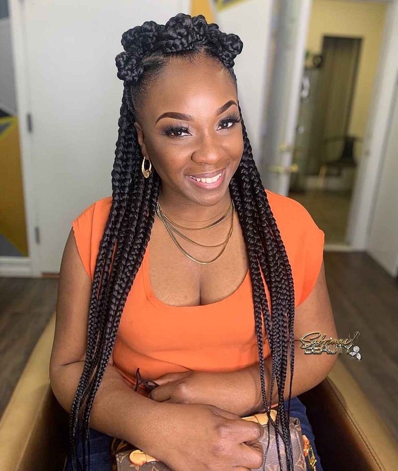 Bantu Knot Crown with Flowing Back
