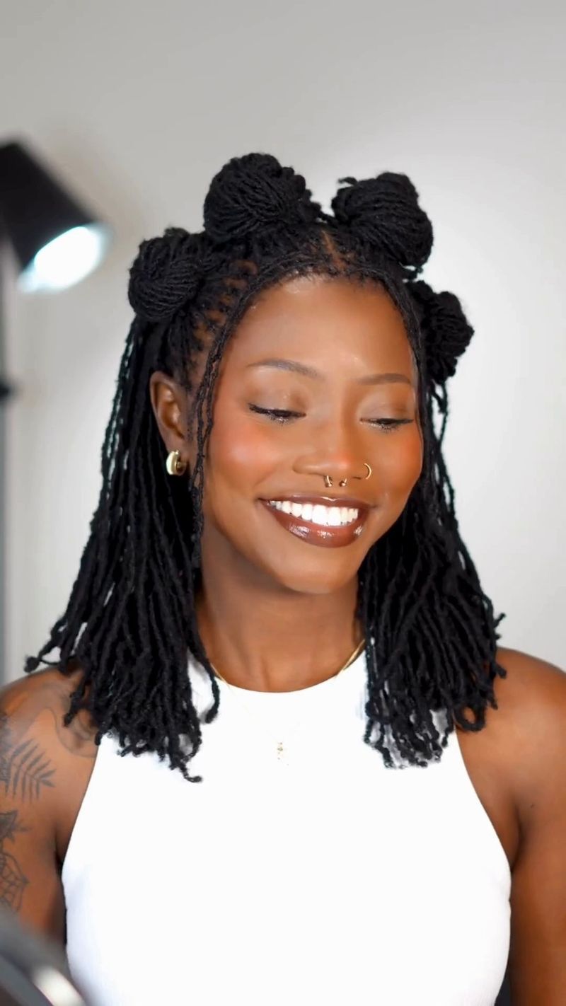 Half-Up Bantu Knot Style