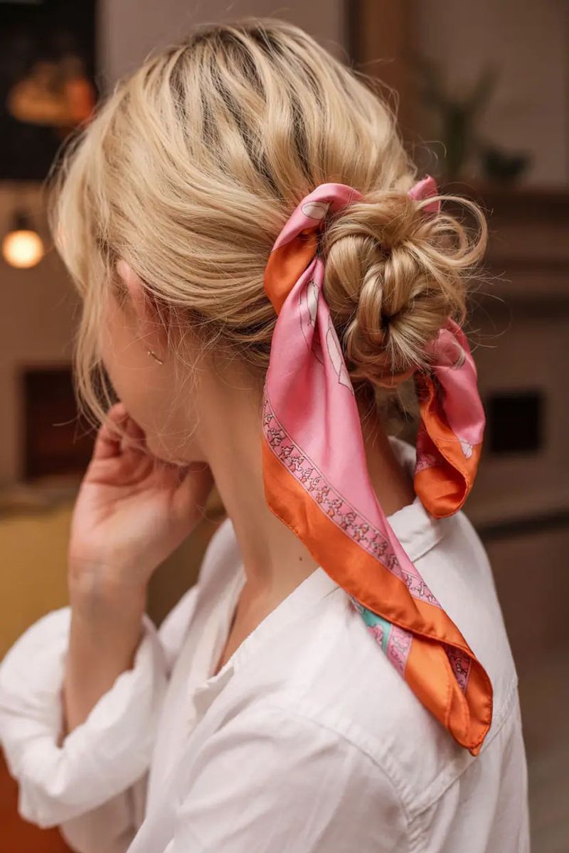 Scarf-Wrapped Bun