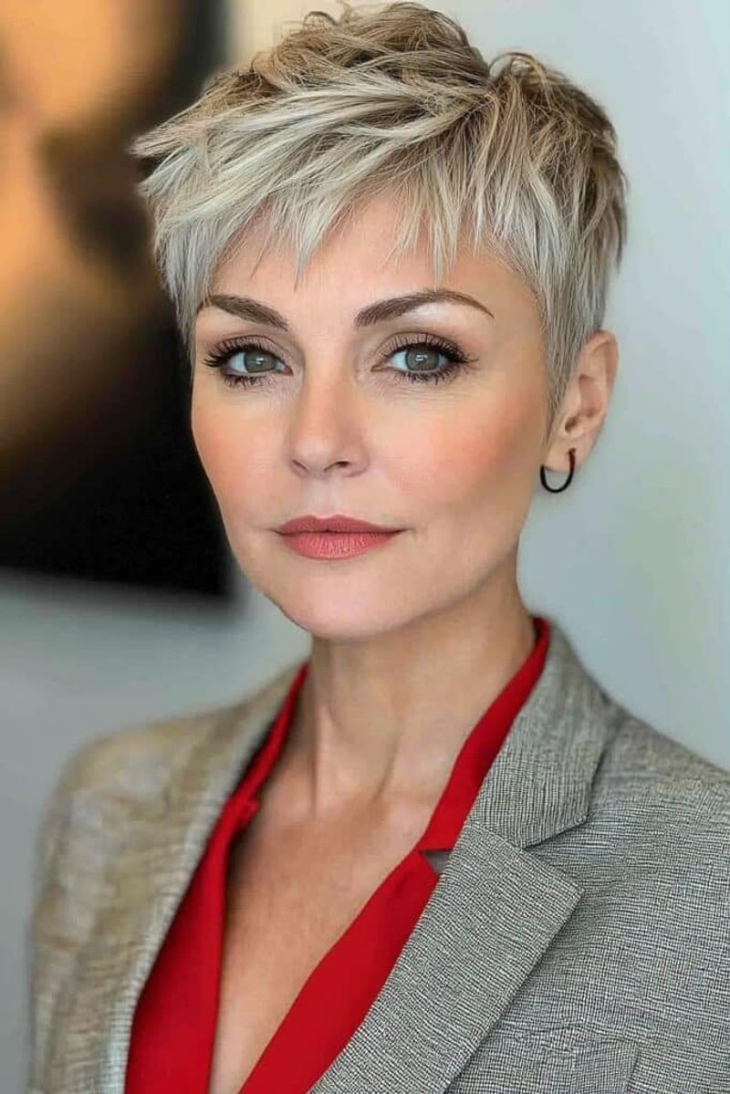 Tapered Pixie with Long Bangs