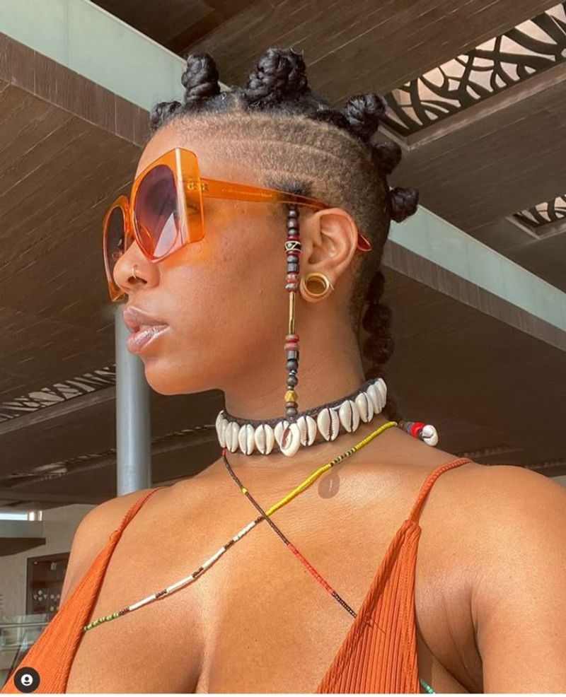 Bantu Knots with Shaved Design