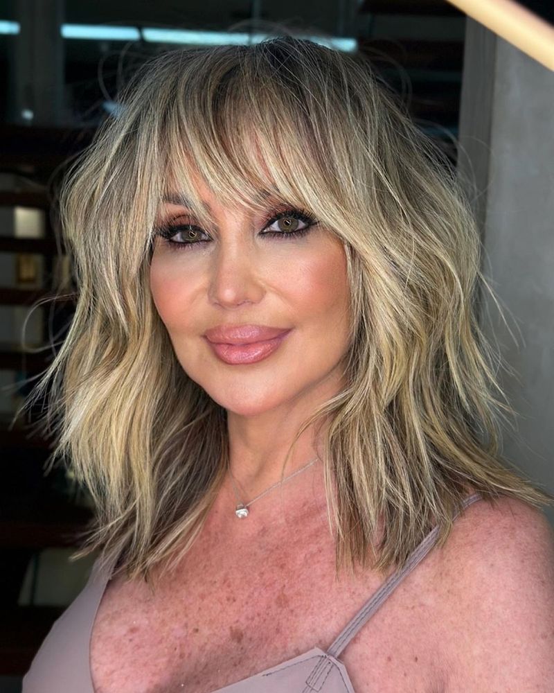 Layered Lob with Blended Bangs