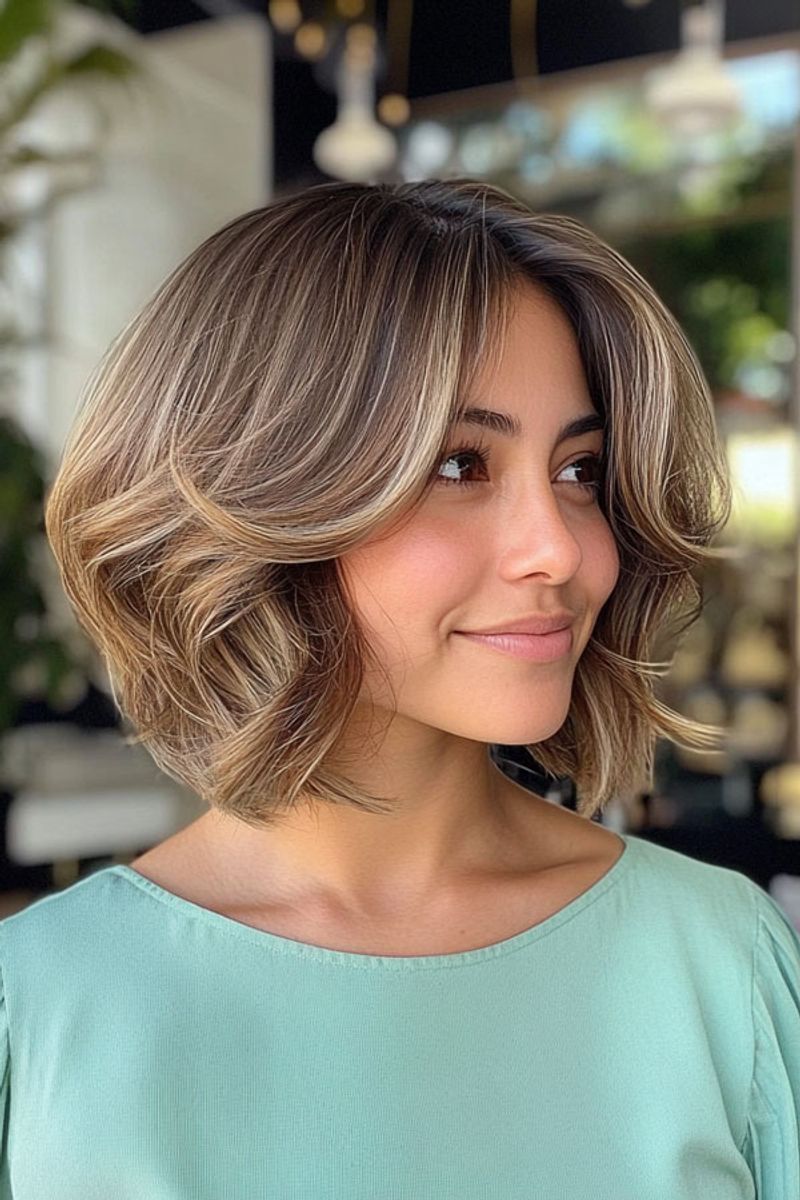Voluminous Bob with Curtain Bangs