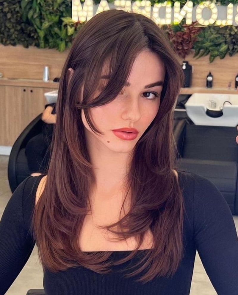 Long Layers with Curtain Bangs