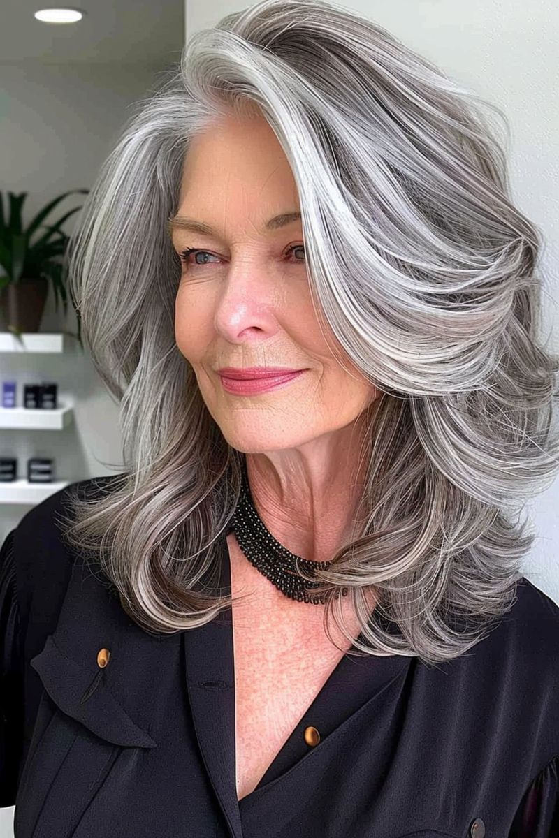 Shoulder-Length Waves with Side Part